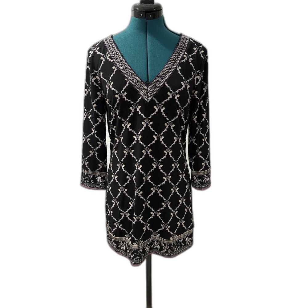 White House Back Market Black Mini Dress Womens Small 3/4 Sleeve